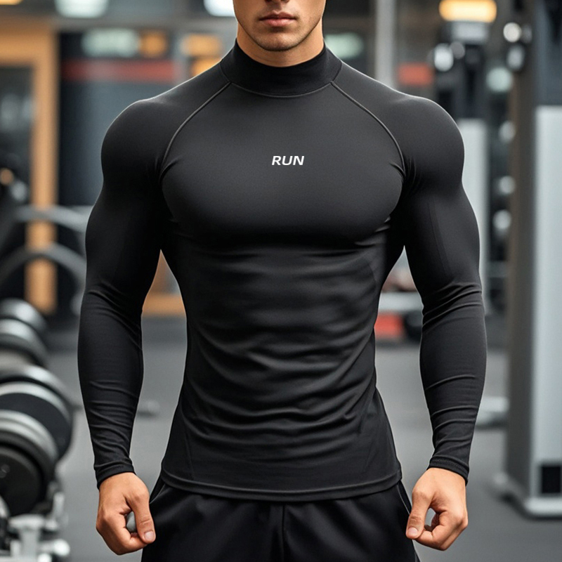 Running Gear Long Sleeve - Men's Running Turtleneck Quick-Drying Long-Sleeved T-shirts