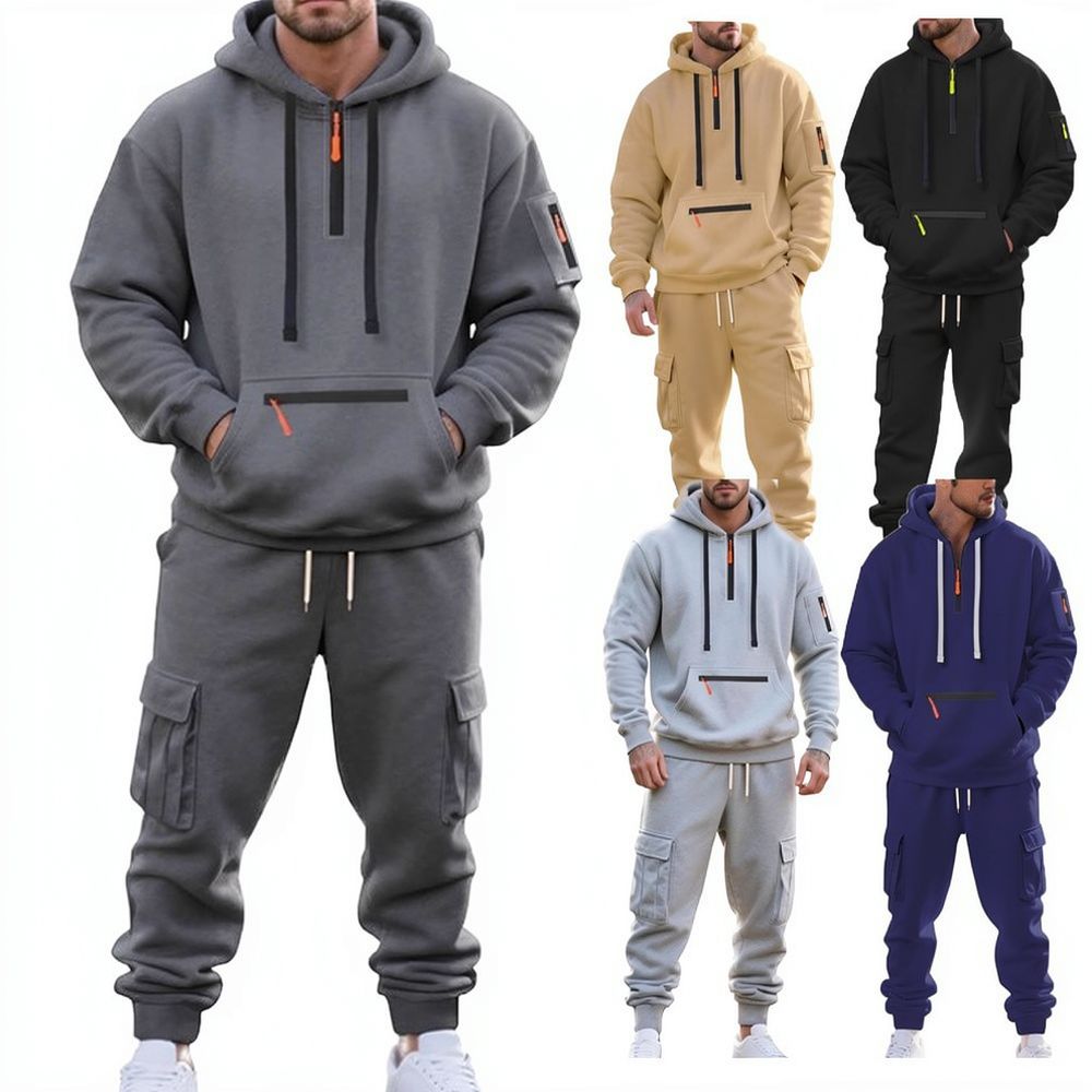 Running Gear Outfit - Winter Mens Tracksuit Set Fleece Lined
