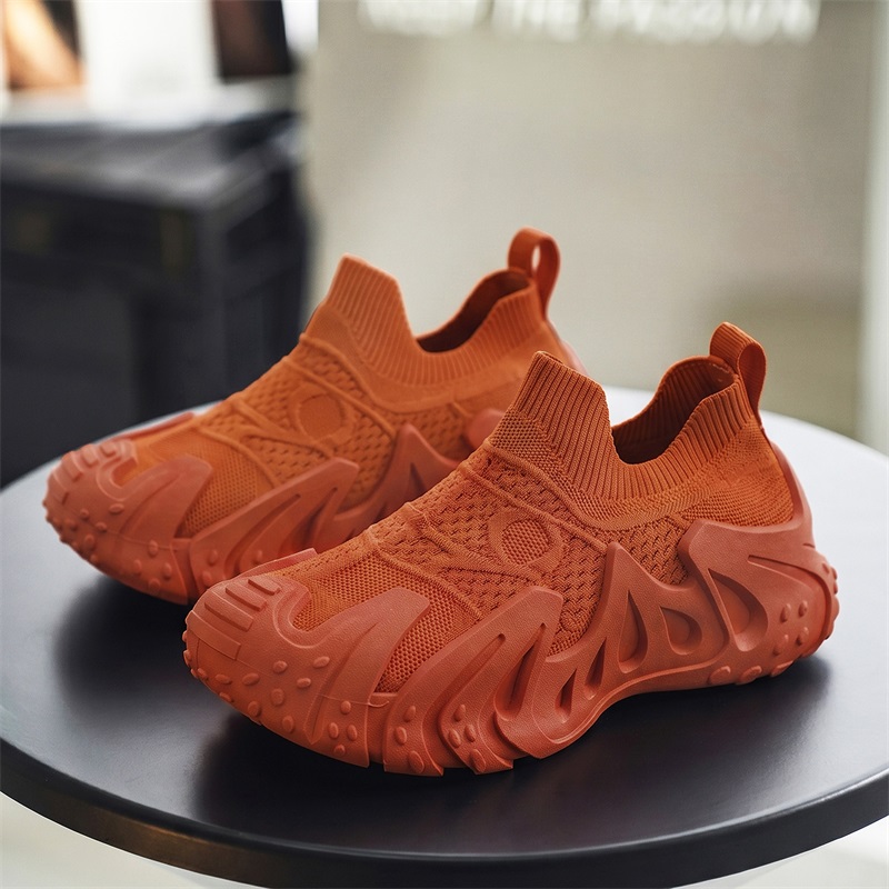Men Orange Slip on Knit Sock S - Running Gear On recension och pris