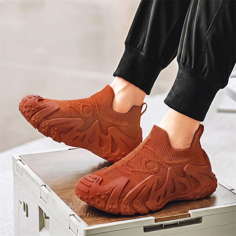Men Orange Slip on Knit Sock S - Running Gear On recension och pris
